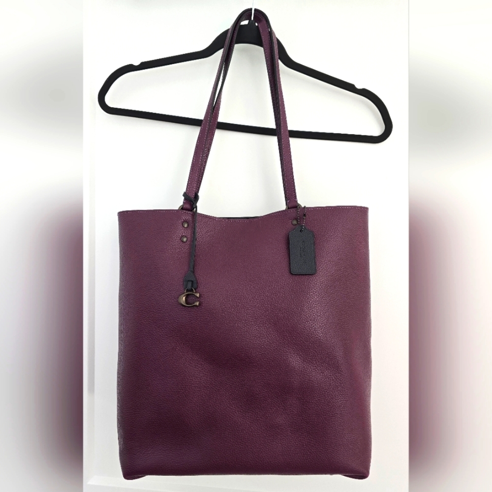 COACH Pebbled Leather Plaza Tote in Boysenberry